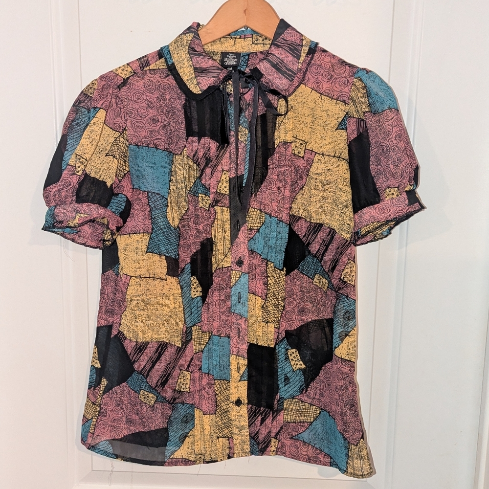⭐3 For $20⭐ The Nightmare Before Christmas Sally Patchwork Button Up Shirt